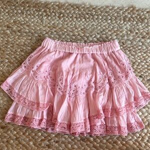 LoveShackFancy Pink Flowy Mini Skirt